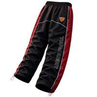 a black and red jogging pant on a black background