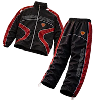 a black and red tracksuit and pants